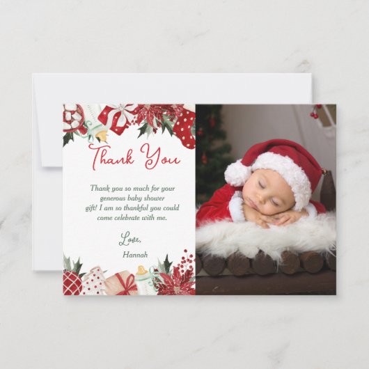 Carte De Remerciements Baby Shower du Père Noël de Noël  (Devant)
