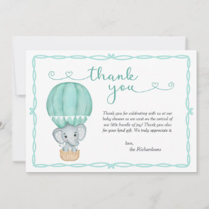 Carte De Remerciements Baby shower écologique éléphant genre neutre