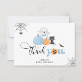 Carte de remerciements baby shower éffrayant bleu (Devant)