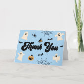Carte De Remerciements Baby shower Éffrayant Halloween bleu (Devant)