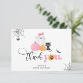 Carte de remerciements baby shower éffrayant rose (Debout devant)