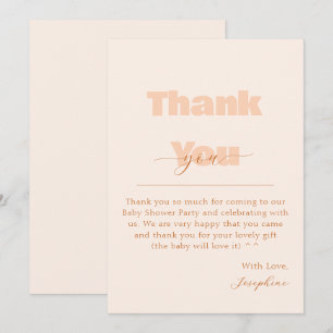 Carte De Remerciements Baby Shower Élégant Minimaliste et Neutre