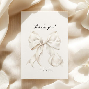Carte De Remerciements Baby Shower Élégant Ruban Blanc
