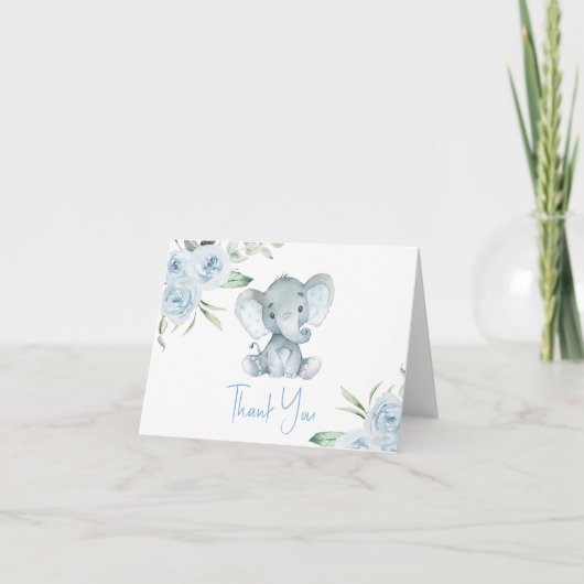 Carte de remerciements Baby shower éléphant (Devant)