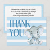 Carte de remerciements Baby shower éléphant (Devant / Derrière)