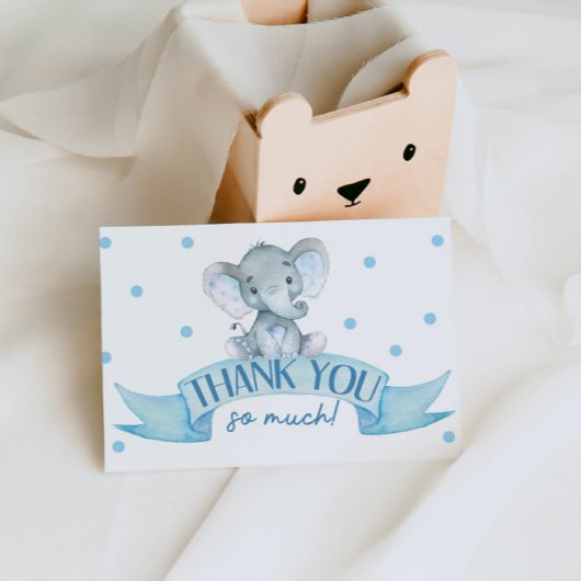 Carte de remerciements Baby shower éléphant
