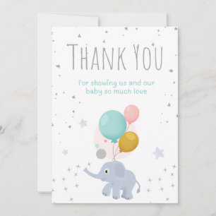 Carte De Remerciements Baby shower éléphant