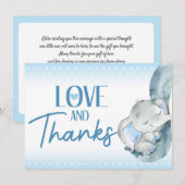 Carte de remerciements Baby shower éléphant (Devant / Derrière)