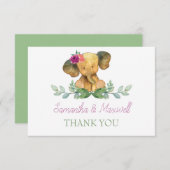 Carte de remerciements Baby shower éléphant (Devant / Derrière)