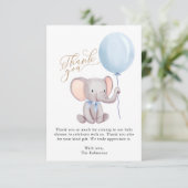 Carte De Remerciements Baby shower Eléphant Bleu Garçon Cute (Debout devant)