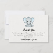 Carte De Remerciements Baby shower Eléphant bleu petit arachide (Devant)