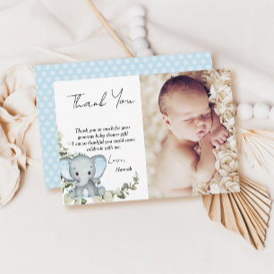 Carte De Remerciements Baby shower Elephant Boy Photo