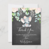 Carte de remerciements Baby shower Eléphant Chalkb (Devant)