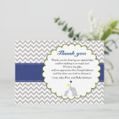 Carte de remerciements Baby shower Elephant Chevro (Debout devant)