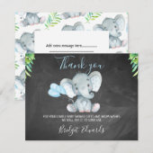 Carte de remerciements Baby shower éléphant de mes (Devant / Derrière)
