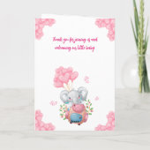 Carte de remerciements Baby shower Eléphant mignon (Dos)