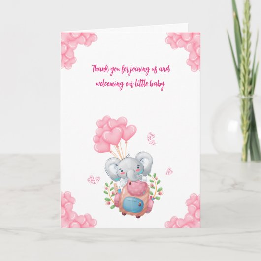 Carte de remerciements Baby shower Eléphant mignon (Devant)