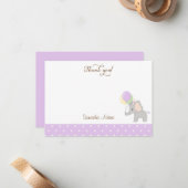 Carte de remerciements Baby shower Eléphant mignon (Devant/Arrière en situation)