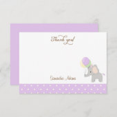 Carte de remerciements Baby shower Eléphant mignon (Devant / Derrière)