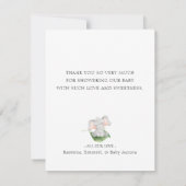 Carte De Remerciements Baby Shower éléphant vert moderne (Dos)