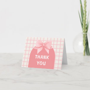 Carte De Remerciements Baby shower en arc rose doux En vichy plaid