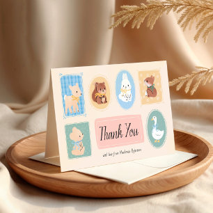 Carte De Remerciements Baby shower en bois du cadre pastel