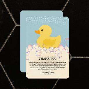 Carte De Remerciements Baby shower en caoutchouc Ducky Bubbles
