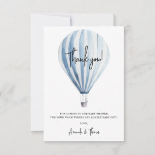 Carte De Remerciements Baby shower en montgolfière