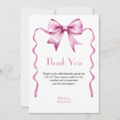 Carte De Remerciements Baby shower en ruban rose (Devant)