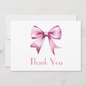 Carte De Remerciements Baby shower en ruban rose (Devant)