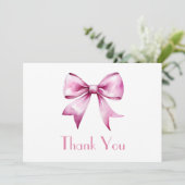 Carte De Remerciements Baby shower en ruban rose (Debout devant)