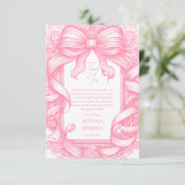 Carte De Remerciements Baby shower en ruban rose Coquette Bow Toile de Jo (Debout devant)