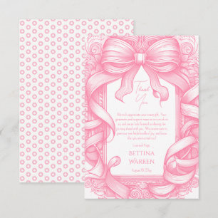 Carte De Remerciements Baby shower en ruban rose Coquette Bow Toile de Jo