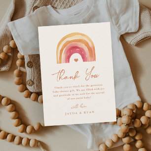 Carte De Remerciements Baby shower en terre cuite Boho Rainbow