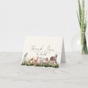 Carte De Remerciements Baby shower Enchanted Forest Woodland Animaux