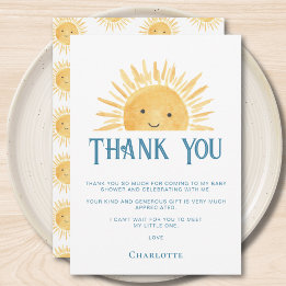Carte De Remerciements Baby Shower Ensoleillé