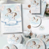 Carte De Remerciements Baby shower Fairytale Pony Stars Bleus