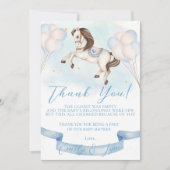 Carte De Remerciements Baby shower Fairytale Pony Stars Bleus (Devant)