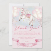 Carte De Remerciements Baby shower Fairytale Pony Stars Pink Balloons (Devant)