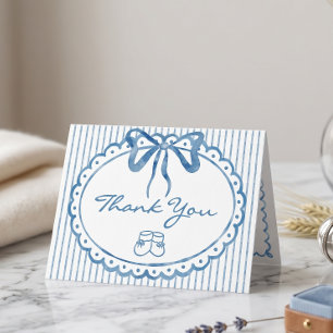 Carte De Remerciements Baby Shower Fantaisiste Rayure Arc-en-Ciel Bleu Aq