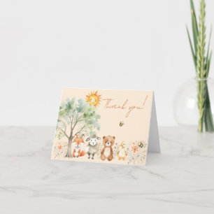 Carte De Remerciements Baby shower faunique des bois Pêche pâle