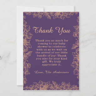 Carte de remerciements Baby shower feuille