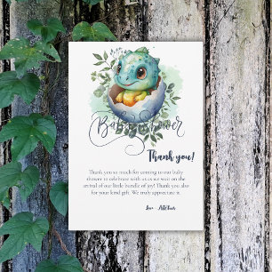 Carte De Remerciements Baby shower Feuille Dinosaur Oeuf Cute Aquarelle