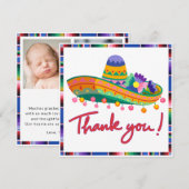 Carte de remerciements Baby shower Fiesta - Sombr  (Devant / Derrière)