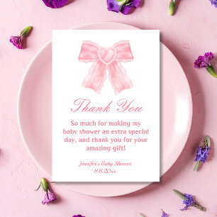 Carte De Remerciements baby shower fille arc rose aquarelle