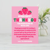 Carte De Remerciements Baby Shower Fille au Fraisier Doux comme une Baie (Debout devant)