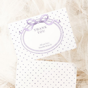 Carte De Remerciements Baby Shower Fille aux pois violets vintage