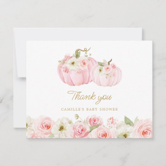 Carte de remerciements Baby shower fille Citrouill (Devant)