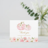 Carte de remerciements Baby shower fille Citrouill (Debout devant)