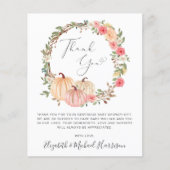 Carte de remerciements Baby shower fille citrouill (Devant)